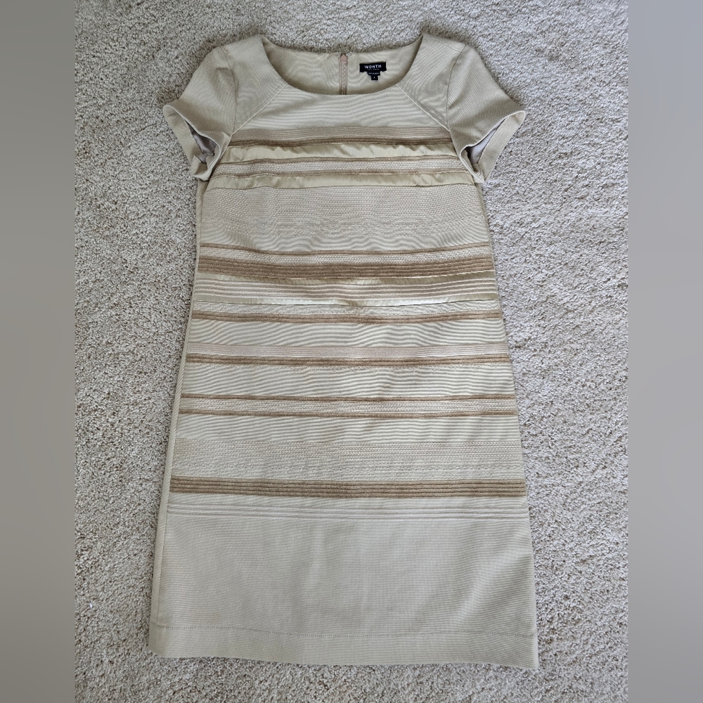 WORTH women's beige striped knee length size 2 dress